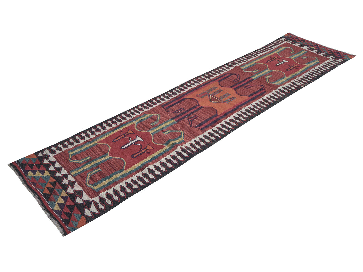 Oushak Handmade Runner Rug, Turkish Antique Runner Rug, Vintage Eclectic Runner Rug, Bohemian Rug, Kilim Runner Rug, Runner Rug 3x11, 11279