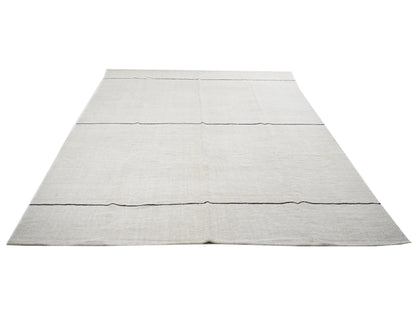 Turkish Vintage Kilim Rug, Handmade Striped Kilim Rug, Area Kilim Rug, White Hemp Rug, Oversize Rug, Large Rug, Kilim Rug 9x13, 12809