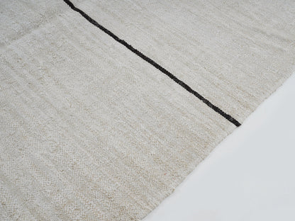 Turkish Vintage Kilim Rug, Handmade Striped Kilim Rug, Area Kilim Rug, White Hemp Rug, Oversize Rug, Large Rug, Kilim Rug 9x13, 12809