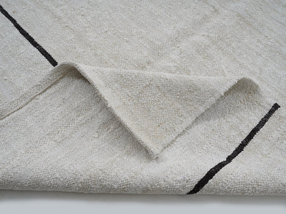 Turkish Vintage Kilim Rug, Handmade Striped Kilim Rug, Area Kilim Rug, White Hemp Rug, Oversize Rug, Large Rug, Kilim Rug 9x13, 12809