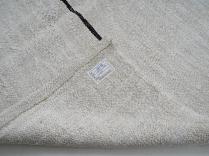 Turkish Vintage Kilim Rug, Handmade Striped Kilim Rug, Area Kilim Rug, White Hemp Rug, Oversize Rug, Large Rug, Kilim Rug 9x13, 12809