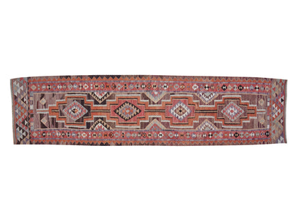 Handmade Antique Runner Rug, Turkish Vintage Runner Rug, Oushak Eclectic Runner Rug, Kilim Runner Rug, Bohemian Rug, Runner Rug 3x12, 11353