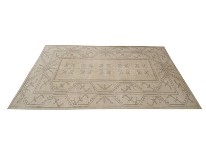 Turkish Handmade Rug, Vintage Oushak Rug, Area Antique Rug, Neutral Floor Rug, Scandinavian Rug, Turkey Rug, Living Room Rug, Rug 5x8, 12594