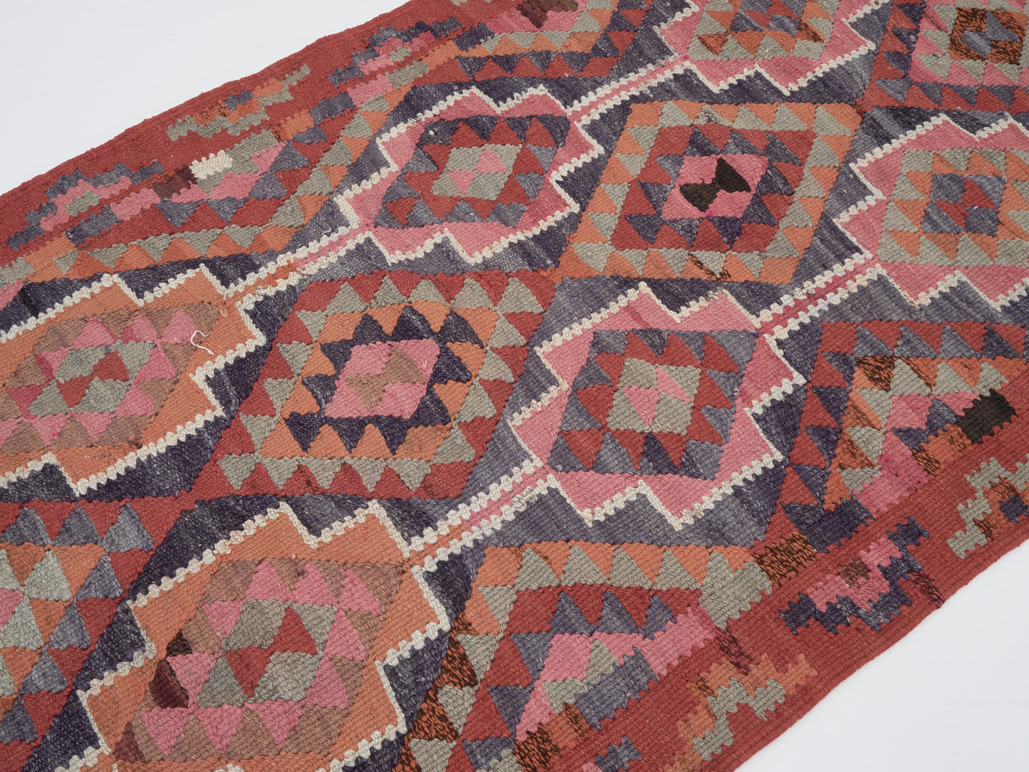 Turkish Kilim Runner Rug, Oushak Handmade Runner Rug, Vintage Antique Runner Rug, Rug Runner 3x11, Anatolia Rug, Bohemian Rug, 11381