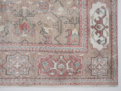 Vintage Handmade Area Rug, Turkish Oushak Faded Rug, Neutral Antique Rug, Bedroom Rug, Scandinavian Rug, Rug 7x10, Oushak Carpet, 12529