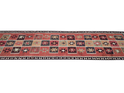 Turkish Eclectic Runner Rug, Handmade Antique Runner Rug, Vintage Oushak Runner Rug, Hallway Runner, Anatolia Rug, Runner Rug 3x12, 11350