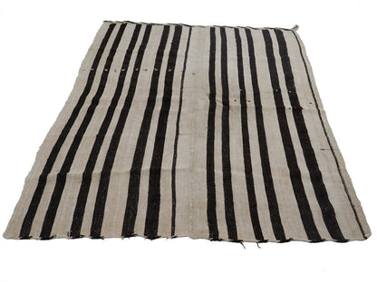 Bedroom Rug, Kilim Rug 6x8, Turkish Vintage Kilim Rug, Handmade Striped Kilim Rug, White Hemp Rug, Scandinavian Rug, Rug Kilim, 12825