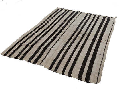 Bedroom Rug, Kilim Rug 6x8, Turkish Vintage Kilim Rug, Handmade Striped Kilim Rug, White Hemp Rug, Scandinavian Rug, Rug Kilim, 12825
