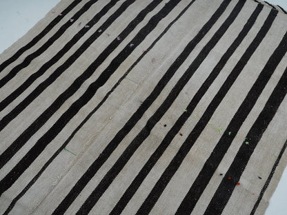 Bedroom Rug, Kilim Rug 6x8, Turkish Vintage Kilim Rug, Handmade Striped Kilim Rug, White Hemp Rug, Scandinavian Rug, Rug Kilim, 12825