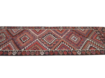 Kilim Runner Rug, Turkish Runner, Oushak Runner, Vintage Handmade Runner Rug, Anatolia Rug, Runner Rug 4x13, Hallway Runner, 11374