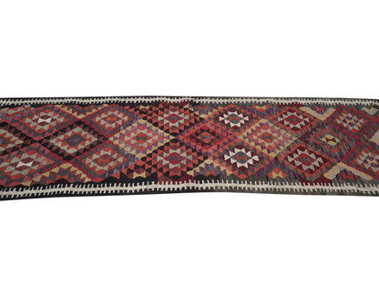 Handmade Runner Rug, Oushak Runner, Vintage Runner, Turkish Runner, Kitchen Runner, Runner Rug 3x11, Anatolia Rug, Kilim Runner Rug, 11375