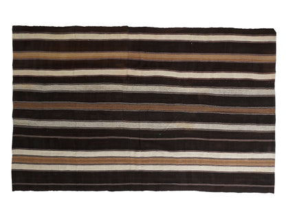 Vintage Handmade Kilim Rug, Turkish Striped Kilim Rug, Area Flat Weave Kilim Rug, Kid Room Rug, Kilim Rug 7x12, Goat Hair Rug, 12801