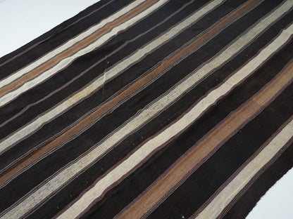 Vintage Handmade Kilim Rug, Turkish Striped Kilim Rug, Area Flat Weave Kilim Rug, Kid Room Rug, Kilim Rug 7x12, Goat Hair Rug, 12801