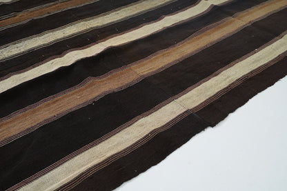 Vintage Handmade Kilim Rug, Turkish Striped Kilim Rug, Area Flat Weave Kilim Rug, Kid Room Rug, Kilim Rug 7x12, Goat Hair Rug, 12801