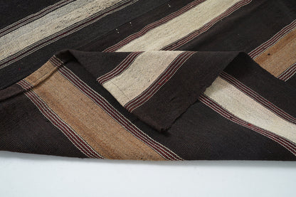 Vintage Handmade Kilim Rug, Turkish Striped Kilim Rug, Area Flat Weave Kilim Rug, Kid Room Rug, Kilim Rug 7x12, Goat Hair Rug, 12801