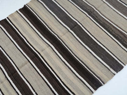 Rug Kilim 4x8, Turkish Handmade Kilim Rug, Vintage Striped Kilim Rug, Area Antique Kilim Rug, Living Room Rug, Scandinavian Rug, 12828