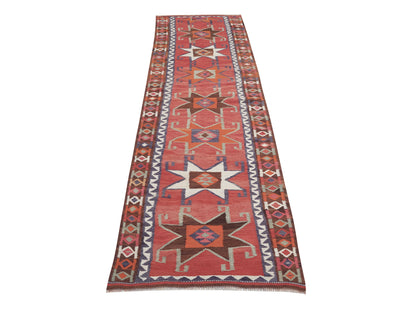 Vintage Handmade Runner Rug, Oushak Eclectic Runner Rug, Turkish Kilim Runner Rug, Anatolia Rug, Bohemian Rug, Rug Runner 3x11, 11343