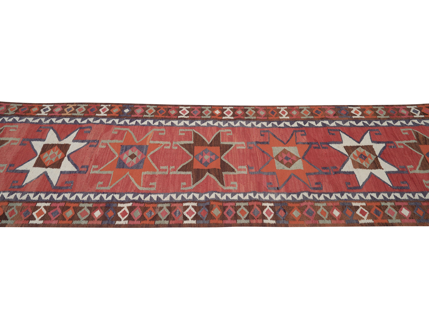 Vintage Handmade Runner Rug, Oushak Eclectic Runner Rug, Turkish Kilim Runner Rug, Anatolia Rug, Bohemian Rug, Rug Runner 3x11, 11343