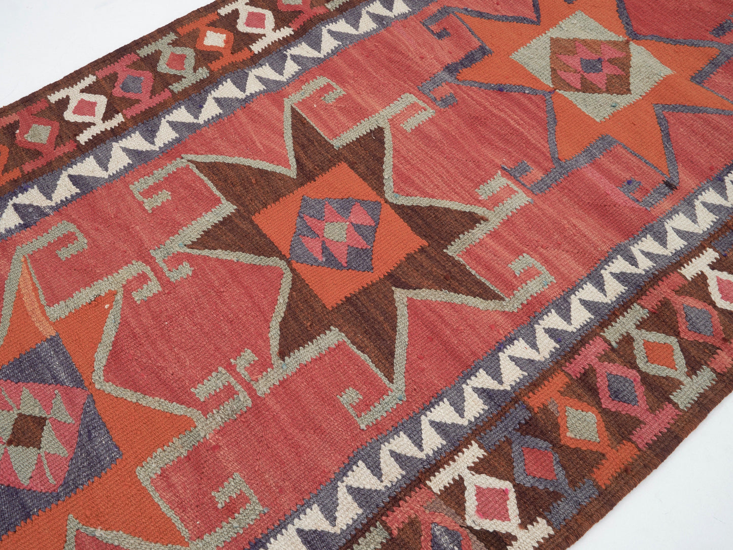 Vintage Handmade Runner Rug, Oushak Eclectic Runner Rug, Turkish Kilim Runner Rug, Anatolia Rug, Bohemian Rug, Rug Runner 3x11, 11343