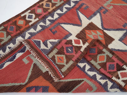 Vintage Handmade Runner Rug, Oushak Eclectic Runner Rug, Turkish Kilim Runner Rug, Anatolia Rug, Bohemian Rug, Rug Runner 3x11, 11343