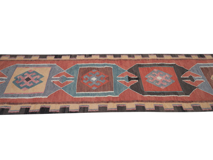 Oushak Handmade Runner Rug, Vintage Antique Runner, Hallway Runner, Anatolia Rug, Turkish Kilim Runner Rug, Runner Rug 3x11, 11345