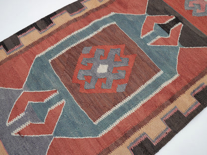 Oushak Handmade Runner Rug, Vintage Antique Runner, Hallway Runner, Anatolia Rug, Turkish Kilim Runner Rug, Runner Rug 3x11, 11345