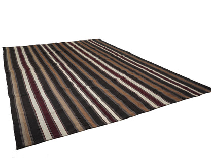 Area Striped Kilim Rug, Turkish Vintage Kilim Rug, Handmade Kilim Rug, Large Rug, Living Room Rug, Oversize Kilim Rug, Kilim Rug 9x13, 12849