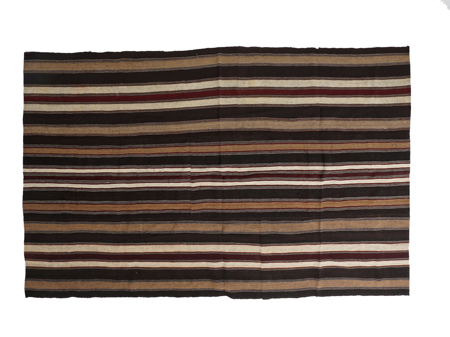 Turkish Handmade Kilim Rug, Vintage Striped Kilim Rug, Area Antique Kilim Rug, Bedroom Rug, Goat Hair Rug, Kilim Rug 7x11, Rug Kilim, 12854