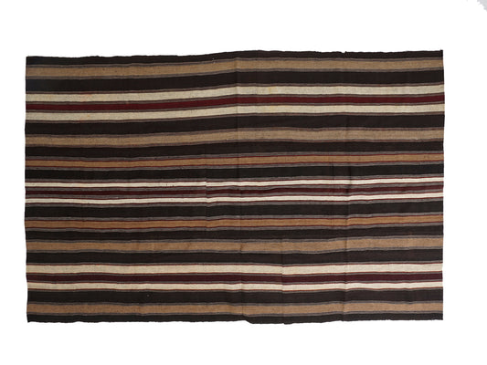 Turkish Handmade Kilim Rug, Vintage Striped Kilim Rug, Area Antique Kilim Rug, Bedroom Rug, Goat Hair Rug, Kilim Rug 7x11, Rug Kilim, 12854