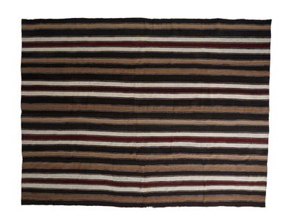 Turkish Striped Kilim Rug, Vintage Handmade Kilim Rug, Area Antique Kilim Rug, Bedroom Rug, Large Rug, Oversize Rug, Kilim Rug 9x12, 12851