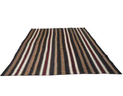 Turkish Striped Kilim Rug, Vintage Handmade Kilim Rug, Area Antique Kilim Rug, Bedroom Rug, Large Rug, Oversize Rug, Kilim Rug 9x12, 12851