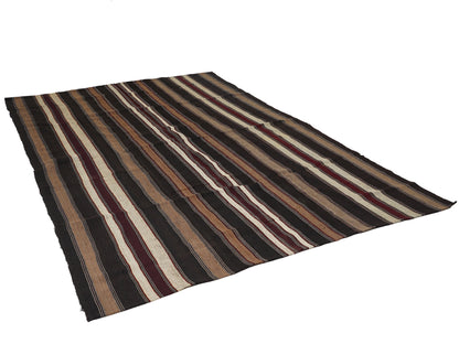 Turkish Handmade Kilim Rug, Vintage Striped Kilim Rug, Area Antique Kilim Rug, Bedroom Rug, Goat Hair Rug, Kilim Rug 7x11, Rug Kilim, 12854