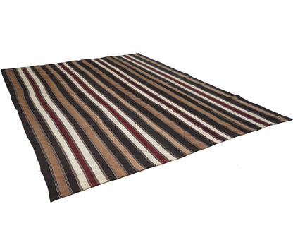 Turkish Striped Kilim Rug, Vintage Handmade Kilim Rug, Area Antique Kilim Rug, Bedroom Rug, Large Rug, Oversize Rug, Kilim Rug 9x12, 12851