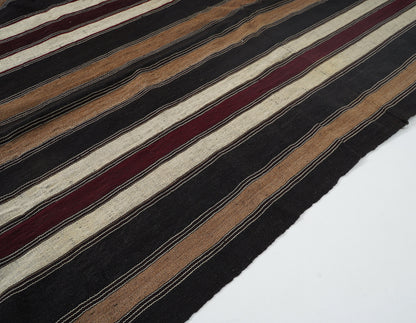 Turkish Striped Kilim Rug, Vintage Handmade Kilim Rug, Area Antique Kilim Rug, Bedroom Rug, Large Rug, Oversize Rug, Kilim Rug 9x12, 12851