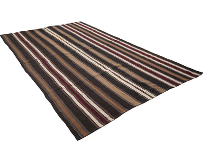 Vintage Handmade Kilim Rug, Area Kilim Rug, Turkish Striped Kilim Rug, Bedroom Rug, Oversize Rug, Kilim Rug 8x13, Large Rug, 12808