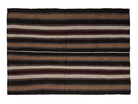 Goat Hair Rug, Area Antique Kilim Rug, Vintage Handmade Kilim Rug, Wool Rug, Turkish Striped Kilim Rug, Kilim Rug 5x7, Office Rug, 12809