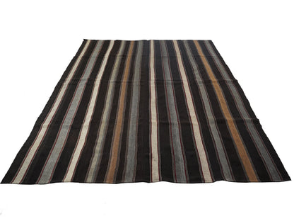 Handmade Kilim Rug, Turkish Striped Kilim Rug, Vintage Kilim, Goat Hair Rug, Oversize Kilim Rug, Large Rug, Kilim Rug 10x13, 12796