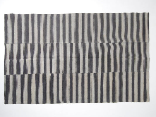 Handmade Kilim Rug, Vintage Black Striped Kilim Rug, Turkish Area Kilim Rug, Office Rug, Neutral Rug, Farmhouse Decor, Kilim Rug 6x10, 12917