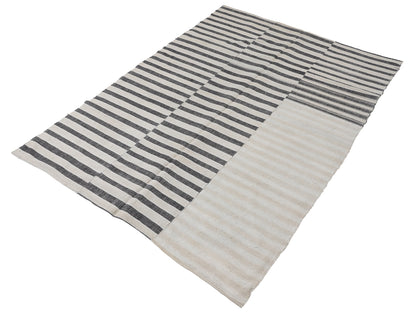 Vintage Area Kilim Rug, Turkish Striped Kilim Rug, Handmade Unique Kilim Rug, Neutral Muted Rug, Kid Room Rug, Kilim Rug 6x8, 12920