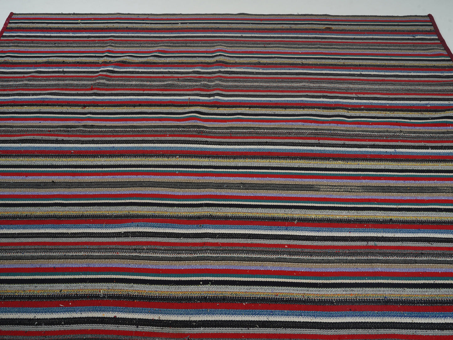 Vintage Handmade Kilim Rug, Turkish Eclectic Kilim Rug, Area Striped Kilim Rug, Living Room Rug, Bohemian Rug, Kilim Rug 7x9, 12775