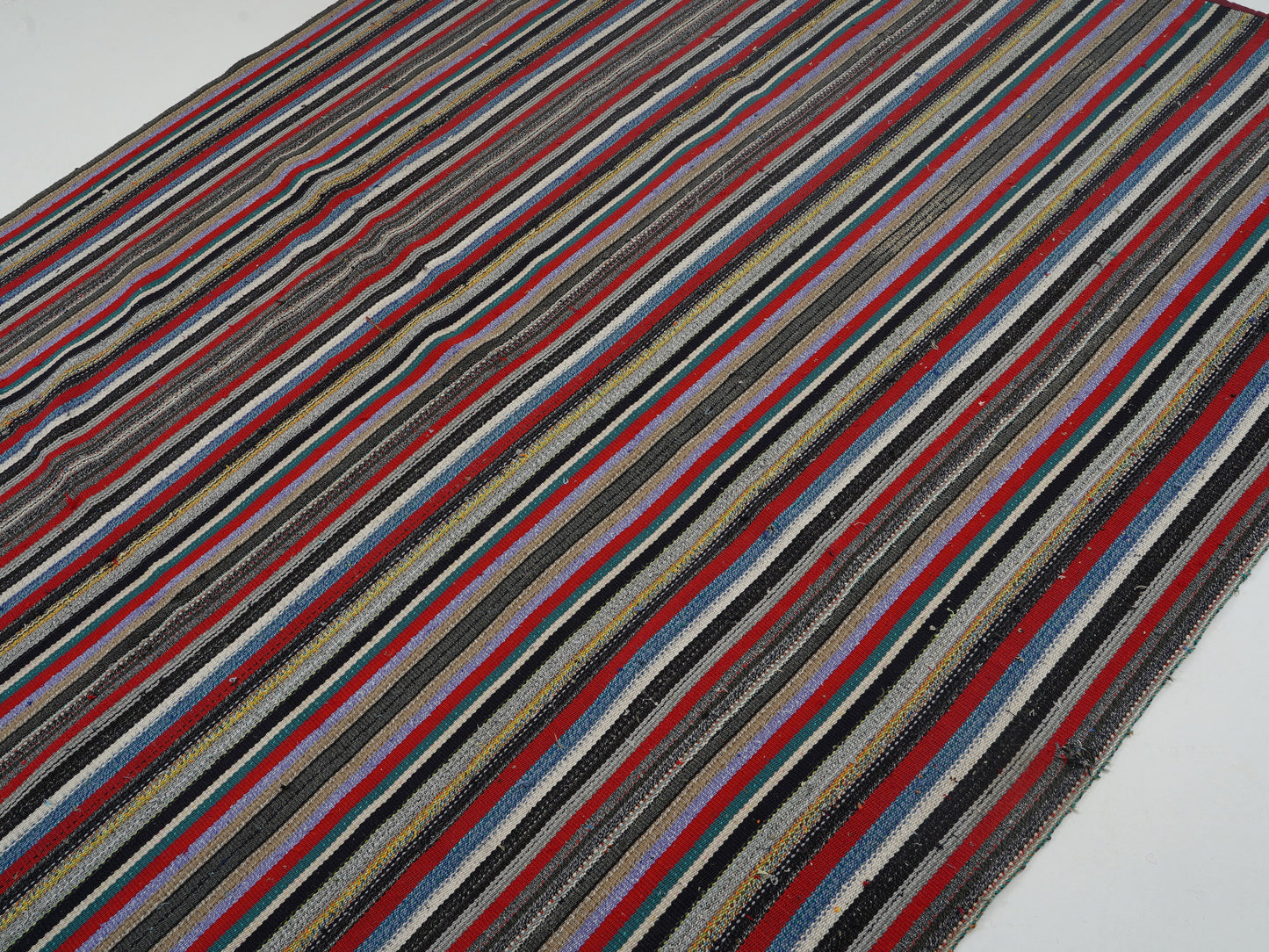 Vintage Handmade Kilim Rug, Turkish Eclectic Kilim Rug, Area Striped Kilim Rug, Living Room Rug, Bohemian Rug, Kilim Rug 7x9, 12775