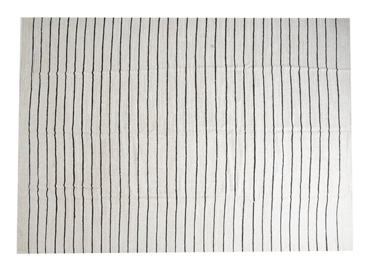 White Hemp Rug, Handmade Area Kilim Rug, Turkish Kilim Rug, Vintage Kilim, Large Striped Kilim Rug, Oversize Rug, Kilim Rug 10x13, 12814
