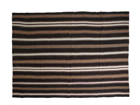 Goat Hair Rug, Area Flat Weave Kilim Rug, Handmade Striped Kilim Rug, Turkish Kilim, Oversize Rug, Large Rug, Kilim Rug 9x13, 12799
