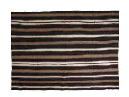 Goat Hair Rug, Area Flat Weave Kilim Rug, Handmade Striped Kilim Rug, Turkish Kilim, Oversize Rug, Large Rug, Kilim Rug 9x13, 12799