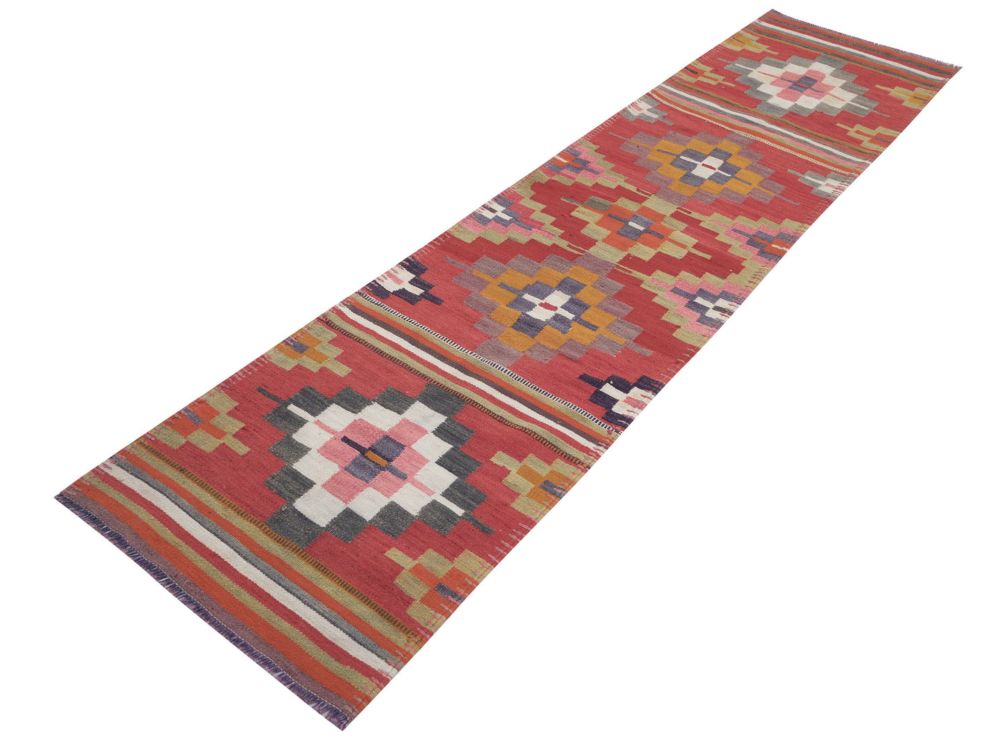 Vintage Handmade Runner Rug, Turkish Antique Runner Rug, Oushak Eclectic Runner Rug, Bohemian Rug, Runner Rug 3x11, Anatolia Rug, 11397