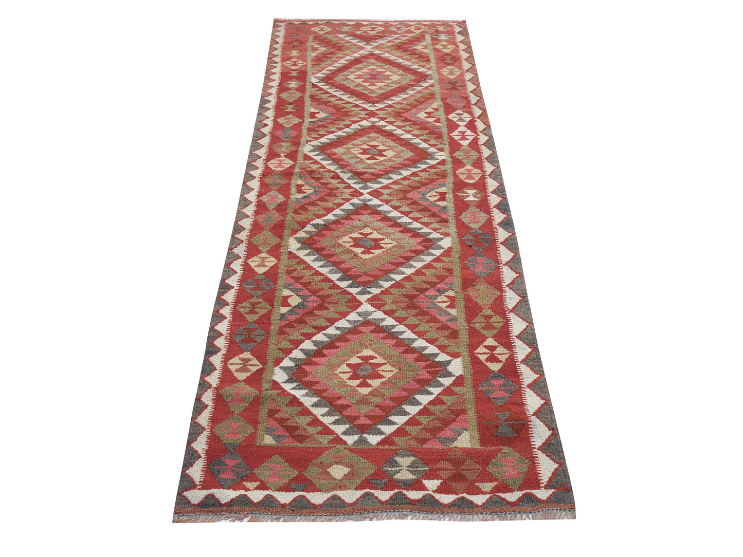 Kilim Runner Rug, Vintage Oushak Runner Rug, Handmade Eclectic Runner Rug, Anatolia Rug,Hallway Runner, Bohemian Rug, Runner Rug 3x10, 11308