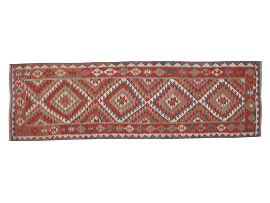 Kilim Runner Rug, Vintage Oushak Runner Rug, Handmade Eclectic Runner Rug, Anatolia Rug,Hallway Runner, Bohemian Rug, Runner Rug 3x10, 11308