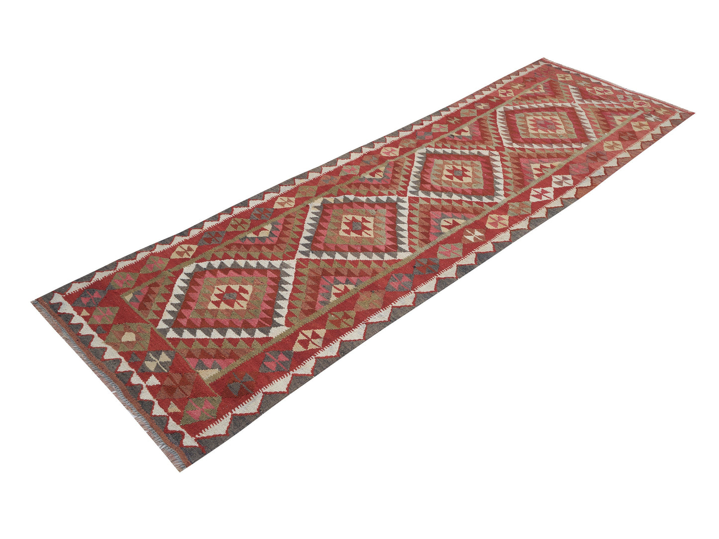 Kilim Runner Rug, Vintage Oushak Runner Rug, Handmade Eclectic Runner Rug, Anatolia Rug,Hallway Runner, Bohemian Rug, Runner Rug 3x10, 11308