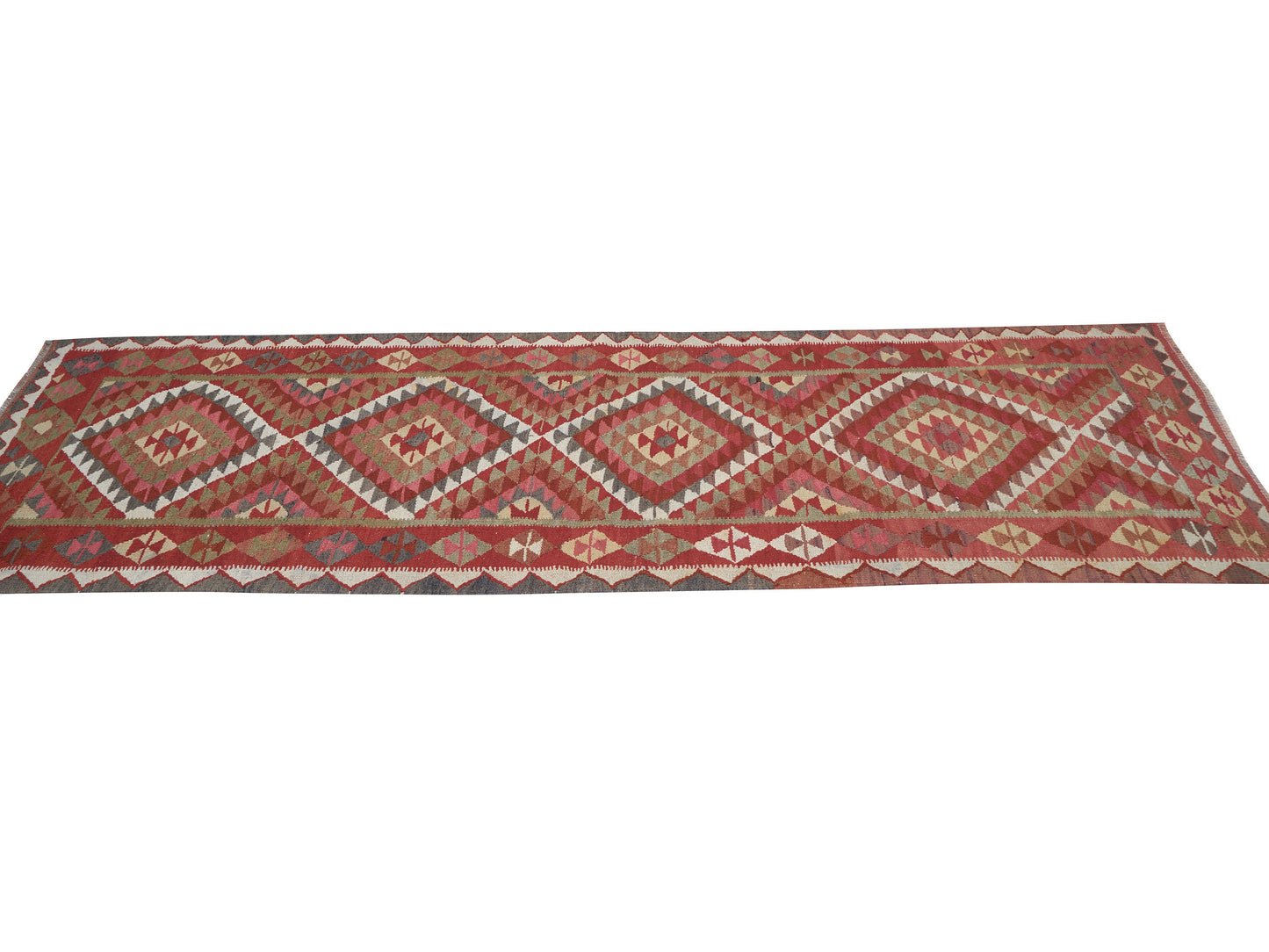 Kilim Runner Rug, Vintage Oushak Runner Rug, Handmade Eclectic Runner Rug, Anatolia Rug,Hallway Runner, Bohemian Rug, Runner Rug 3x10, 11308