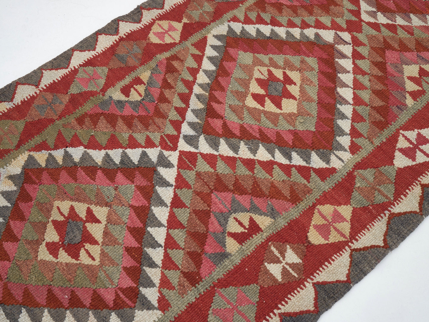 Kilim Runner Rug, Vintage Oushak Runner Rug, Handmade Eclectic Runner Rug, Anatolia Rug,Hallway Runner, Bohemian Rug, Runner Rug 3x10, 11308